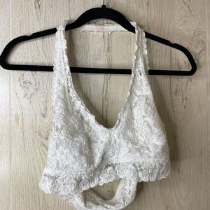 white aerie lace halter bralette